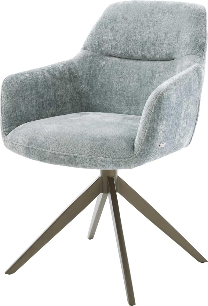 Drehstuhl Pejo-Flex Chenille Pastellblau Kreuzgestell breit Effektfinish Titan 360° drehbar Wippfunktion Taschenfederkern Bild 1