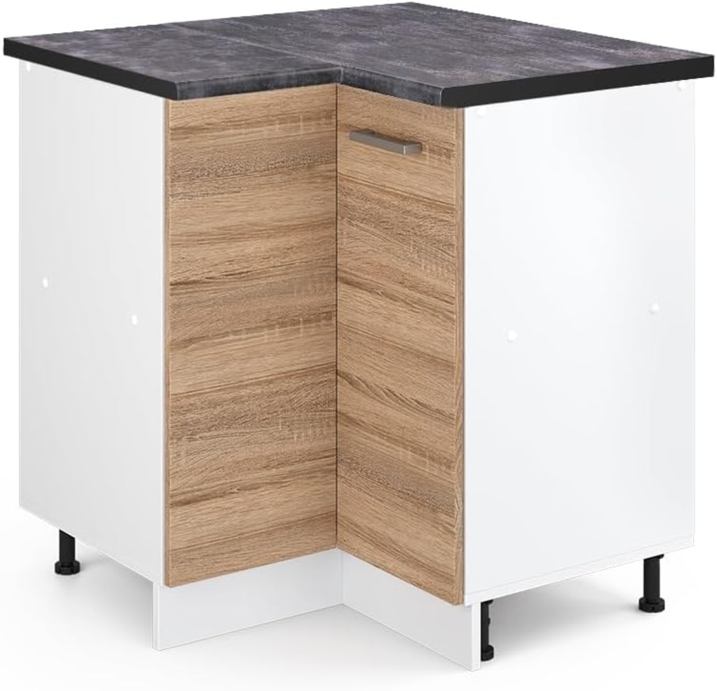 Vicco Eckschrank R-Line, Sonoma/Weiß, 75. 6 cm, AP Anthrazit Bild 1