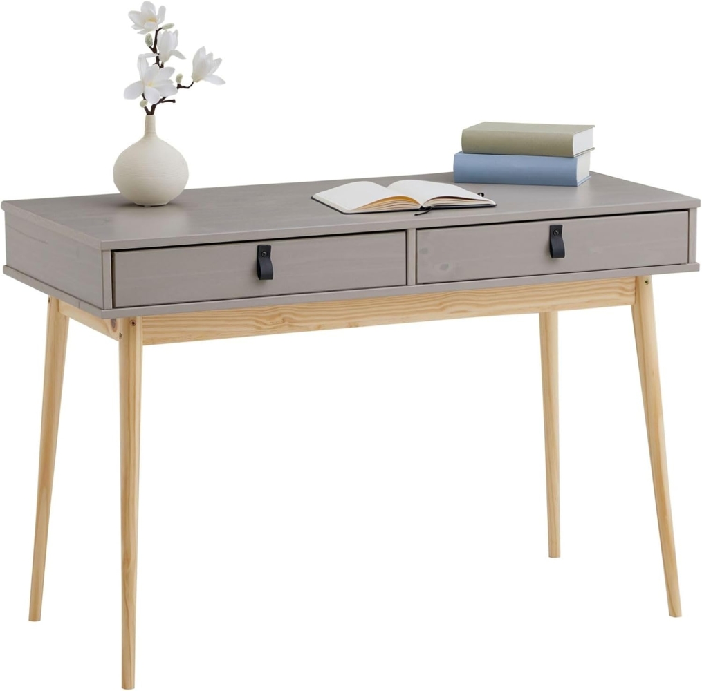 IDIMEX Schreibtisch WANDA, Bürotisch mit Schubladen Homeoffice Tisch aus massivholz grau/natur Bild 1