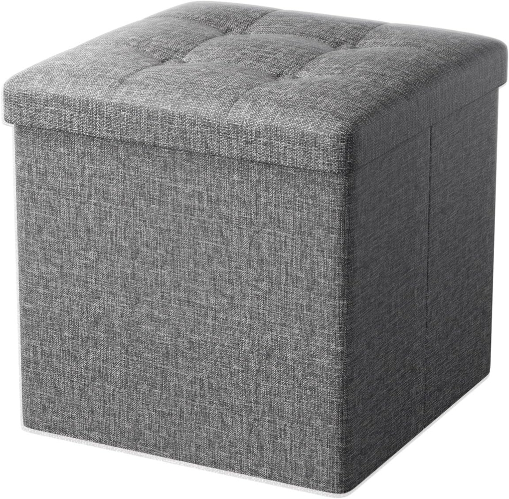 Oak & Tea Sitzhocker mit Stauraum, Hocker mit Stauraum, Sitzwürfel Klappbar, Aufbewahrungsbox Hocker, Kleine Sitzbank, Ottomane Sofa Fußhocker, für Wohnzimmer, Schlafzimmer, 30 x 30 x 30 cm, Grau Bild 1