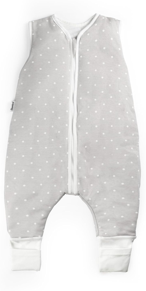 Ehrenkind® Baby Sommerschlafsack mit Füßen 1.0 TOG aus weicher OEKO-TEX zertifizierter Bio-Baumwolle | Sommer Schlafsack | Baby Schlafsack Gr. 90 Grau mit weißen Punkten | 1 Tog Bild 1