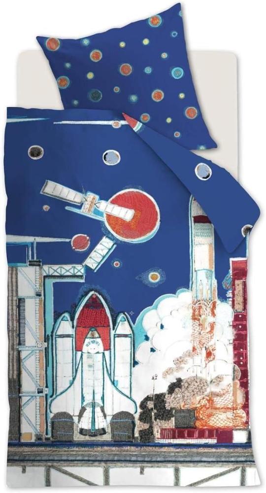 Beddinghouse Kids Renforcé Bettwäsche 2 teilig Bettbezug 100 x 135 cm Kopfkissenbezug 40 x 60 cm Kids Rocket Ship 196418 Blau Bild 1