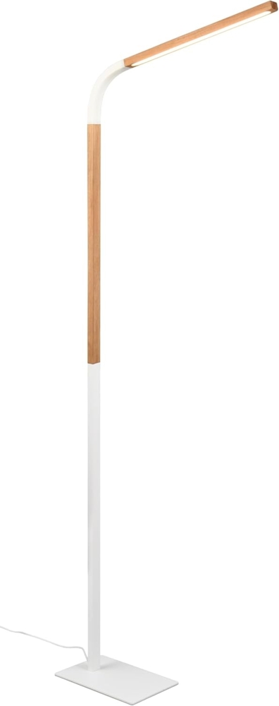LED Stehleuchte NORRIS Weiß mit Holzelementen, Höhe 140cm Bild 1
