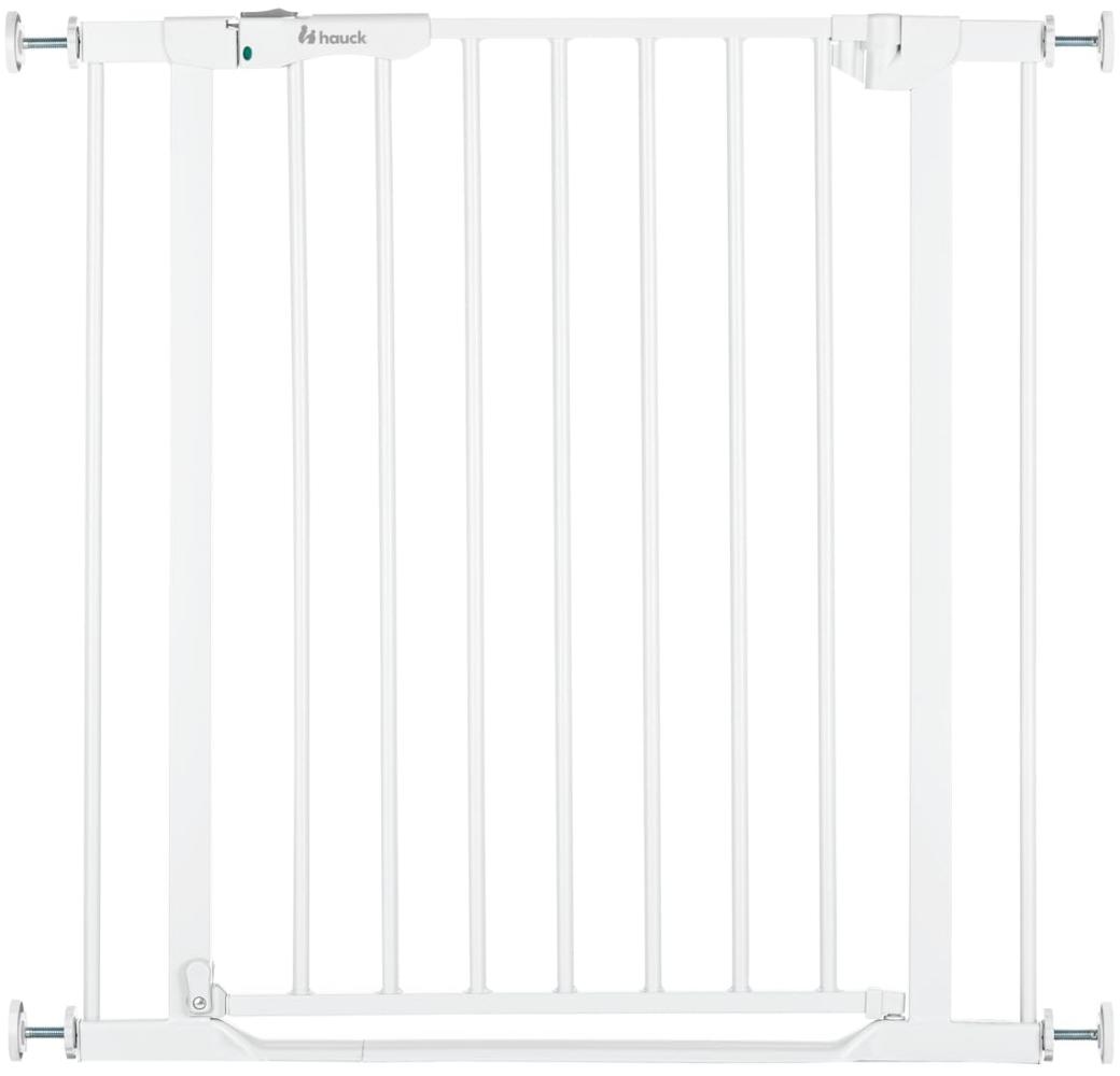 hauck Treppenschutzgitter Türschutzgitter Clear Step Autoclose 2 für Breiten 75-80 cm Ultra Flache Schwelle, Automatischer Schließmechanismus, ohne Bohren, Einhändiges Öffnen, Metall (White) Bild 1