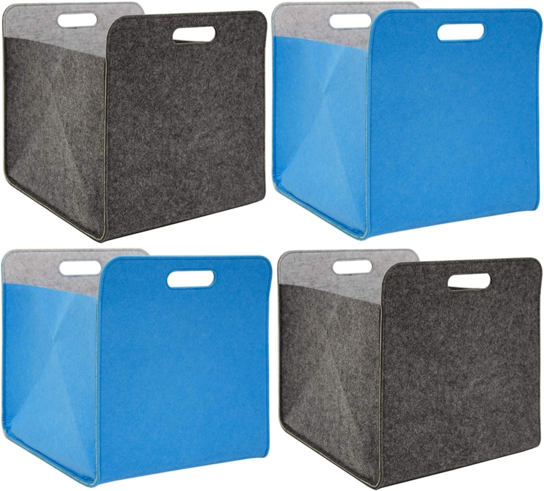 4er Set Filz Aufbewahrungsbox 33 x 33 x 38 cm Kallax Filzkorb Blau Bild 1