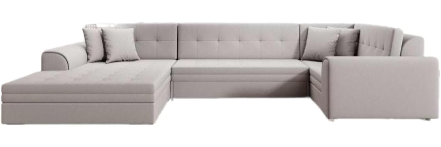 Designer Sofa Velio mit Schlaffunktion Stoff Beige Links Bild 1