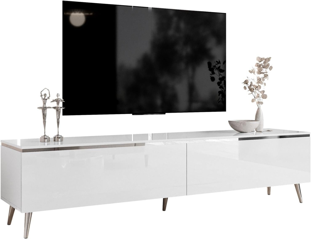 Lookway TV-Schrank AURORA SILVER auf Beinen und LED Beluchtung Breite: 180 cm Bild 1