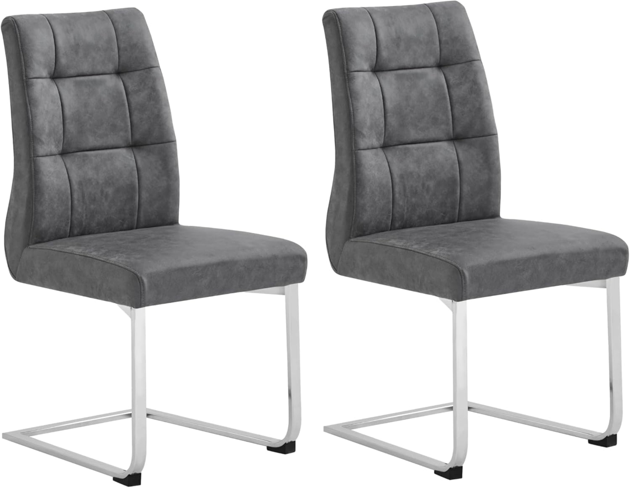 byLIVING 2er Set Schwingstuhl MARLEN XXL / Schwinger in Grau im Vintage Look / Gestell verchromt / Küchenstühle / Esszimmerstühle / Polsterstuhl / Stühle / 47 x 96 x 62 cm (BxHxT) Bild 1