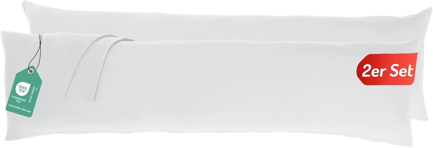 Livessa Seitenschläferkissen Bezug 40x145 (2er Set) - Verdeckter Reißverschluss an der Langen Seite,%100 Baumwolle Jersey Stoff, Oeko-Tex Zertifiziert, Ultra weich und atmungsaktiv Bild 1