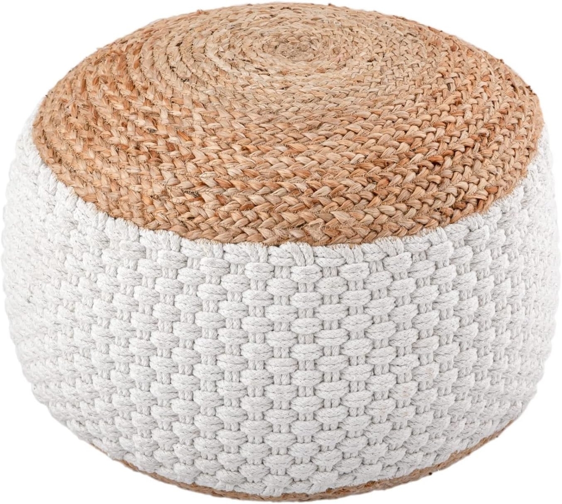 Casamia Pouf Pouf Hocker Jute Sitzpouf Bodenkissen Boho Natur Fußhocker rund Würfel Bild 1