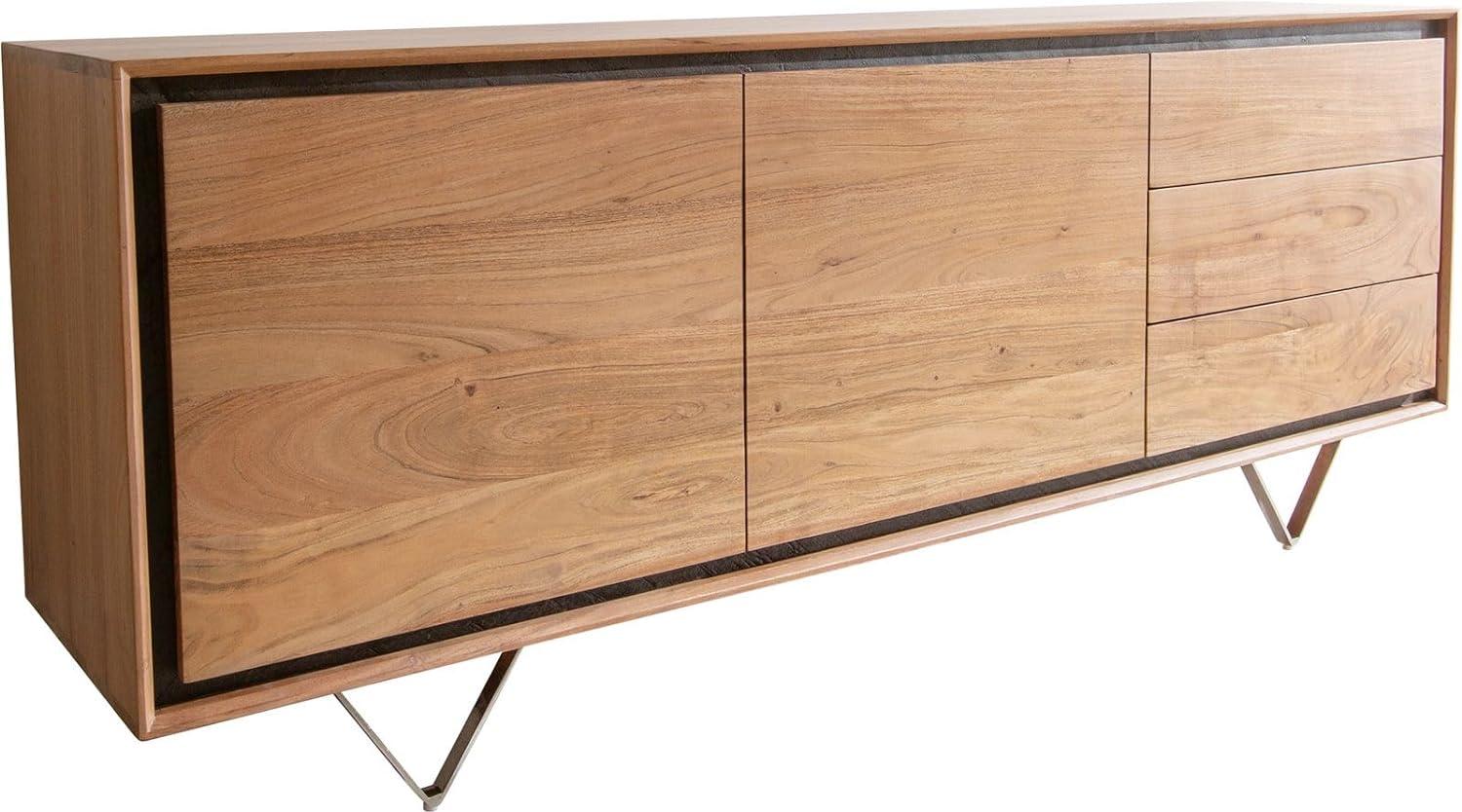 Sideboard Stonegrace 175 cm Akazie Natur 2 Türen 3 Schubladen Steinfurnier V-Fuß Bild 1