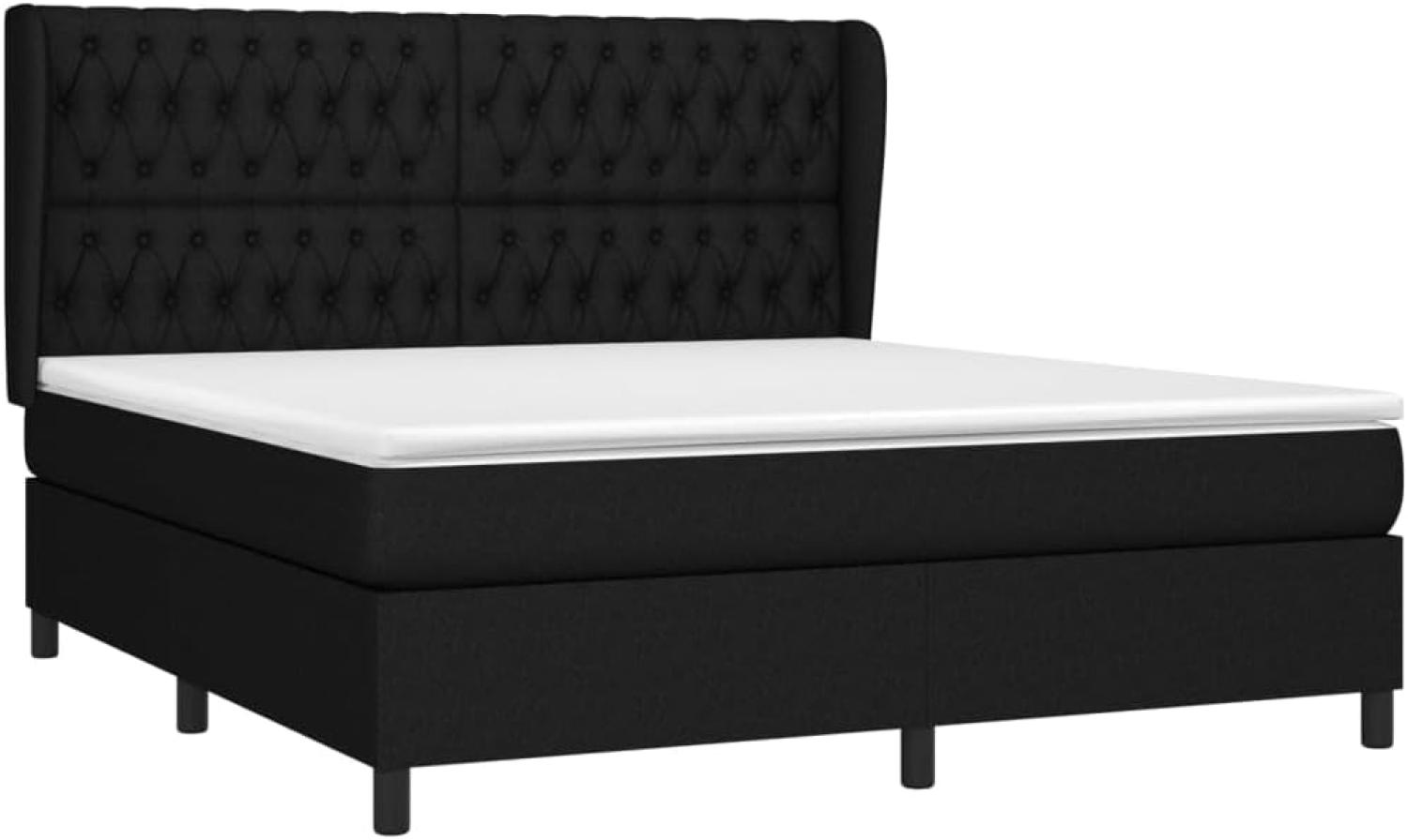 vidaXL Boxspringbett mit Matratze Schwarz 180x200 cm Stoff 3128223 Bild 1