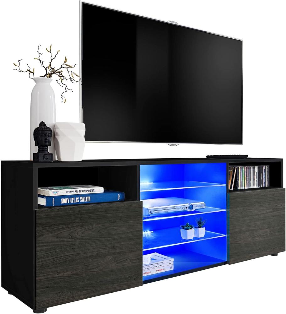 Generic ExtremeFurniture T38 TV Lowboard, Karkasse in Schwarz Matt/Front in Carbon Holz ohne LEDs Bild 1