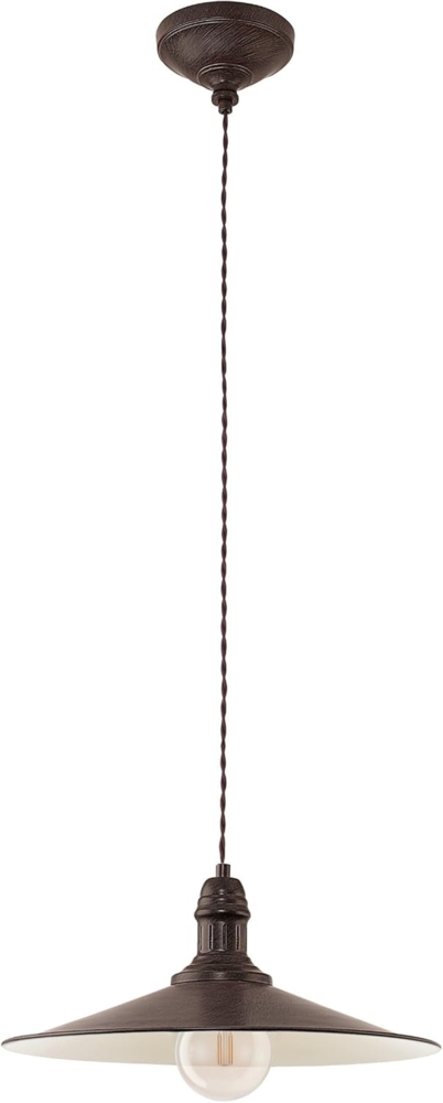 Eglo 49456 Hängeleuchte STOCKBURY Stahl antik-braun, beige E27 1X60W H:110cm Ø36cm dimmbar Bild 1