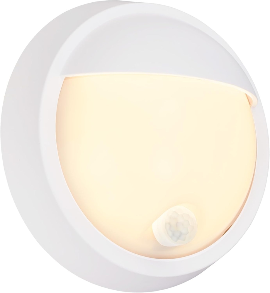 BRILONER - LED Wandlampe Akku mit Bewegungsmelder, Dämmerungssensor, 20 sek. Timer, Aussenlampe, Wandleuchte aussen, LED Strahler außen, Außenleuchte, Außenwandleuchten, 17x7 cm, Weiß Bild 1