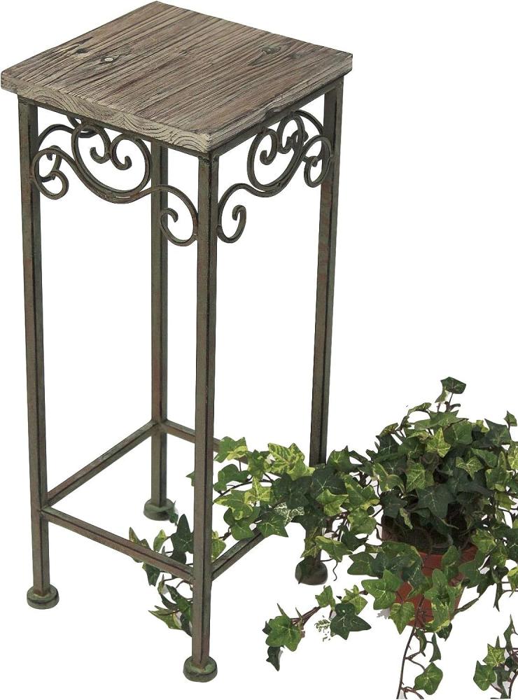 DanDiBo Blumenhocker Metall Eckig 56 cm Blumenständer 11134 Beistelltisch Pflanzenständer Holzablage Blumensäule Bild 1