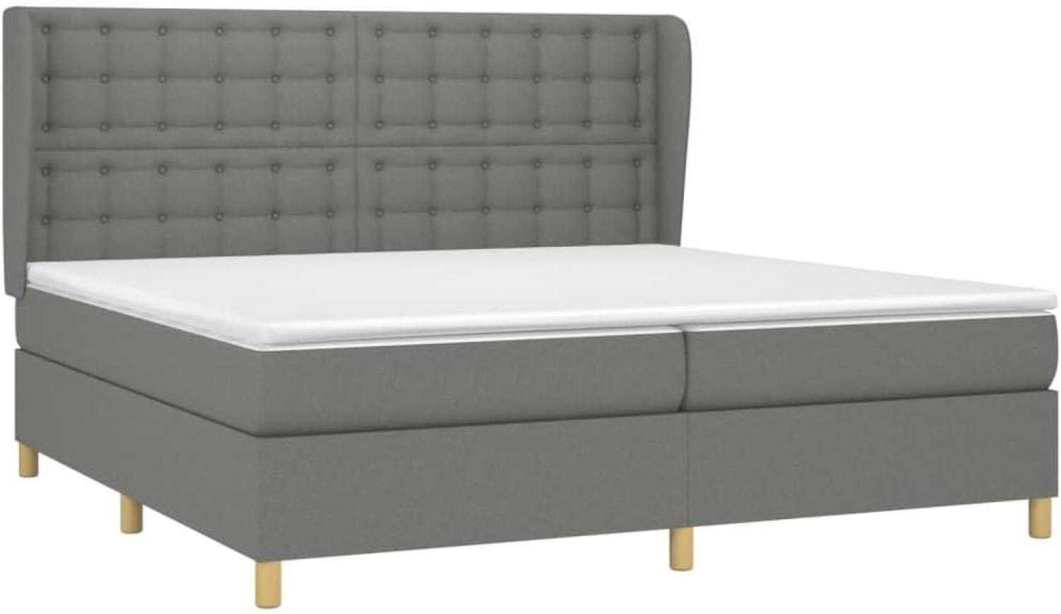 vidaXL Boxspringbett mit Matratze Dunkelgrau 200x200 cm Stoff, Härtegrad: H2 [3128870] Bild 1