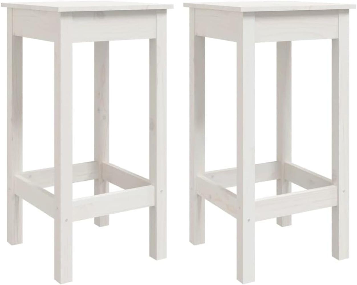 vidaXL Barstühle 2 Stk. Weiß 40x40x78 cm Massivholz Kiefer 822138 Bild 1