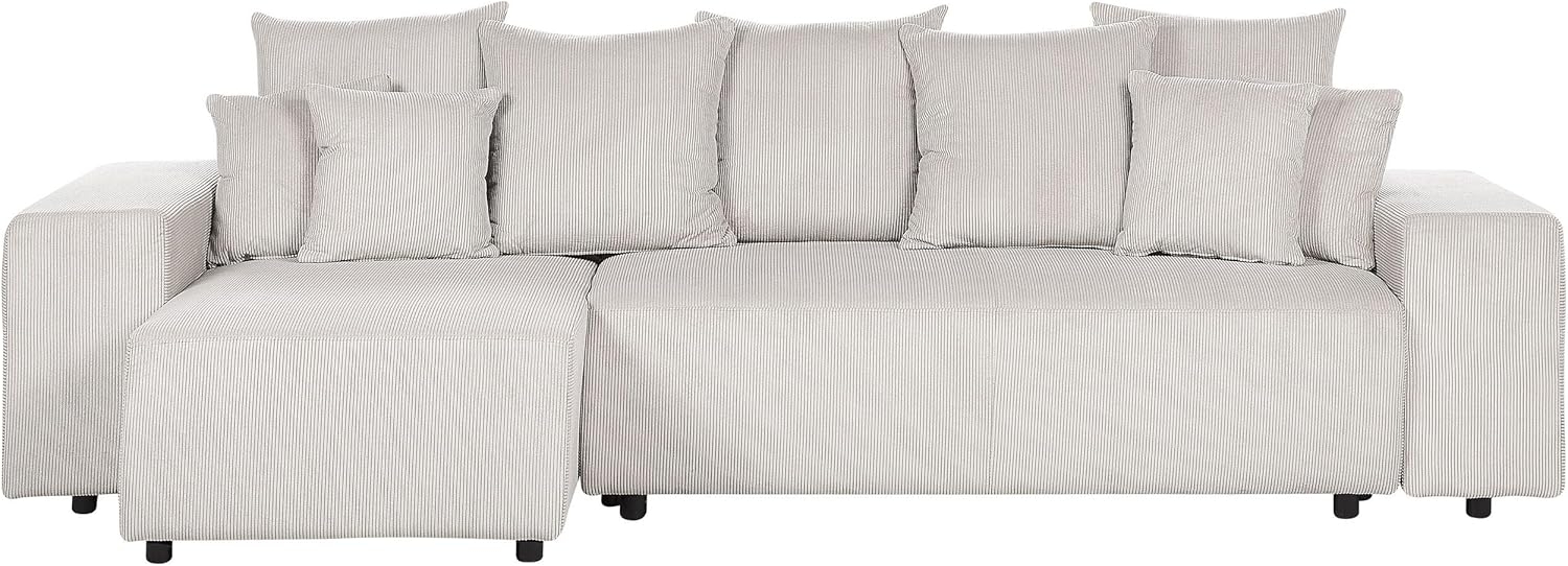 Ecksofa LUSPA Helles Beige Cord Rechtsseitig Bild 1