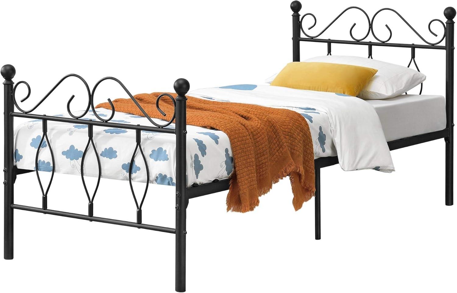 Metallbett Abolda 90x200 cm Einzelbett bis 200kg Schwarz en. casa Bild 1