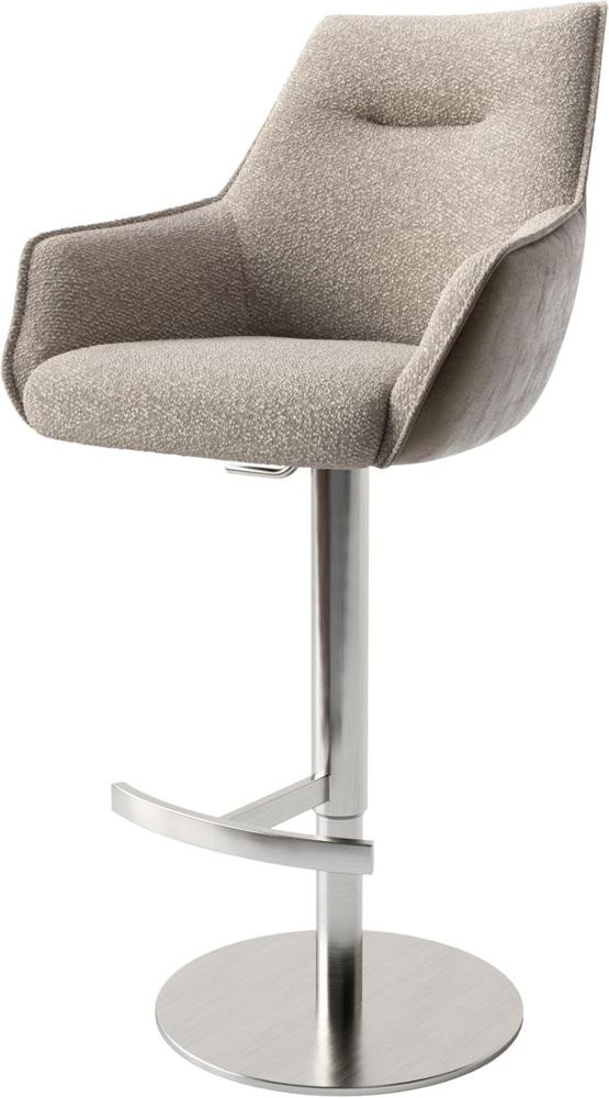Barstuhl Alja-Flex Materialmix Mikrofaser Schlamm / Bouclé Schlamm Drehfußhöhenverstellbar Edelstahl drehbar Taschenfederkern Bild 1