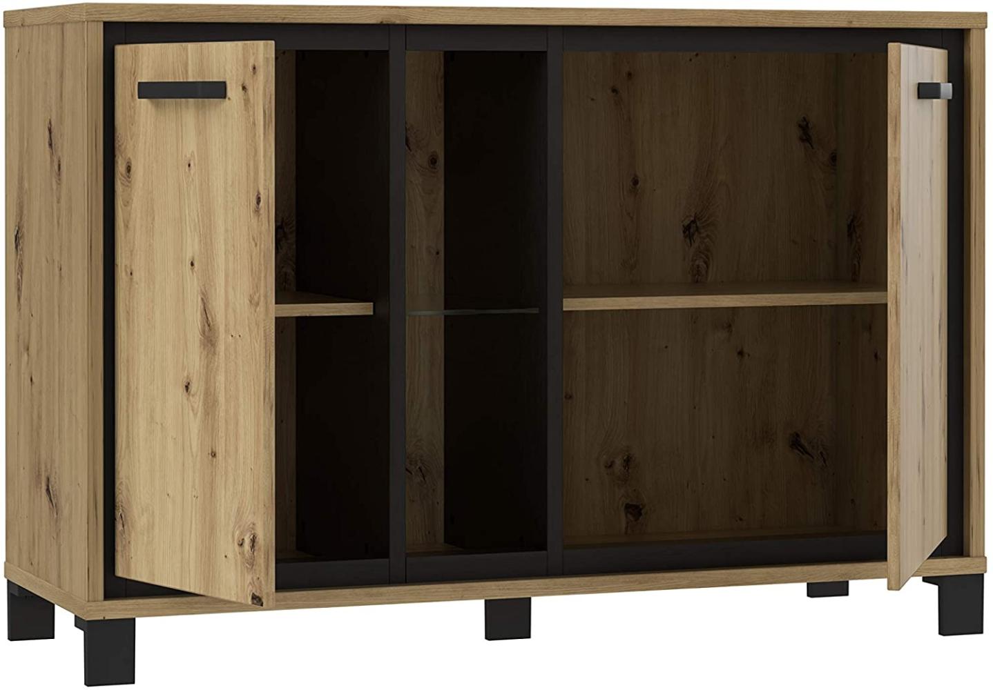 FORTE Trondheim Kommode, Holzwerkstoff, Schwarz/Braun, 120,4 x 81,3 x 41,5 cm Bild 1