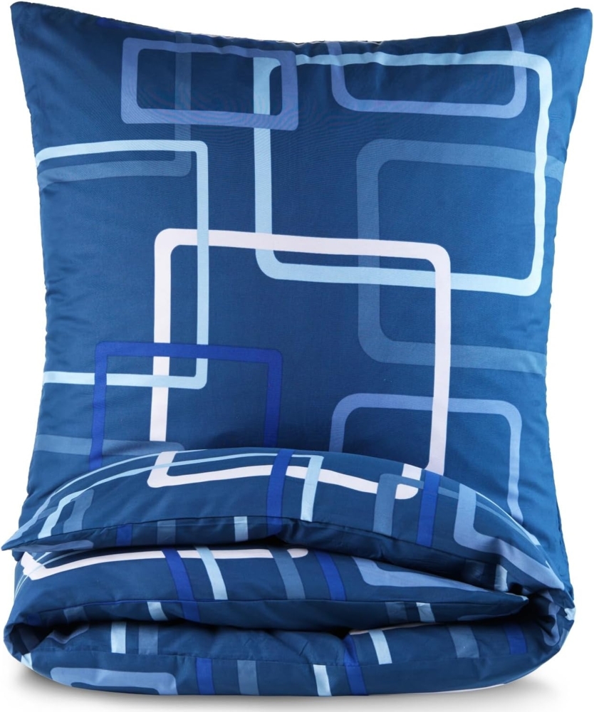 Kuscheli Bettwäsche 135x200 + 80x80 cm atmungsaktiver Bettbezug, moderne Designs, Mikrofaser, 2 teilig, Für Allergiker geeignet, pflegeleicht, angenehm weicher Stoff Bild 1