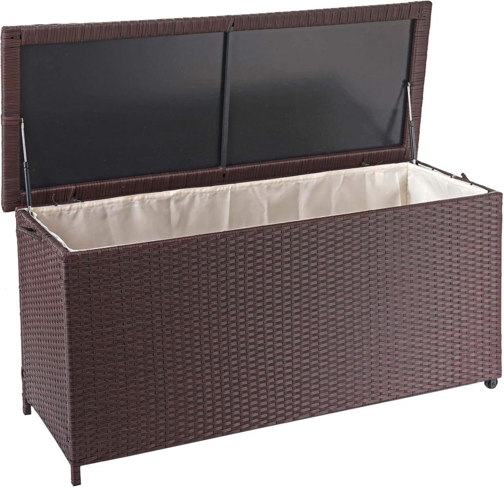 Poly-Rattan Kissenbox HWC-D88, Gartentruhe Auflagenbox Truhe ~ Premium braun, 63 x 135 x 52 cm 320l Bild 1