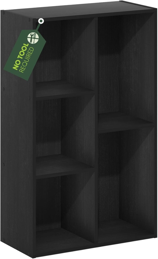 Furinno Luder Regal ohne Werkzeug, 5 Würfel, Schwarzholz, Schwarzes Holz Bild 1