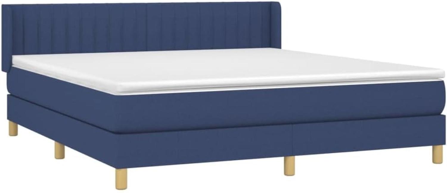 Boxspringbett mit Matratze Blau 160x200 cm Stoff (Farbe: Blau) Bild 1