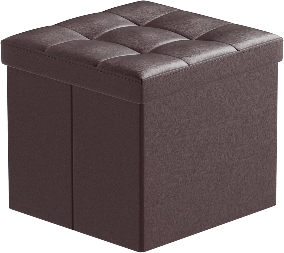 BRIAN & DANY Sitzhocker faltbar Sitzbank Kunstleder Aufbewahrungsbox mit Stauraum, Braun, 38 x 38 x 38 cm Bild 1