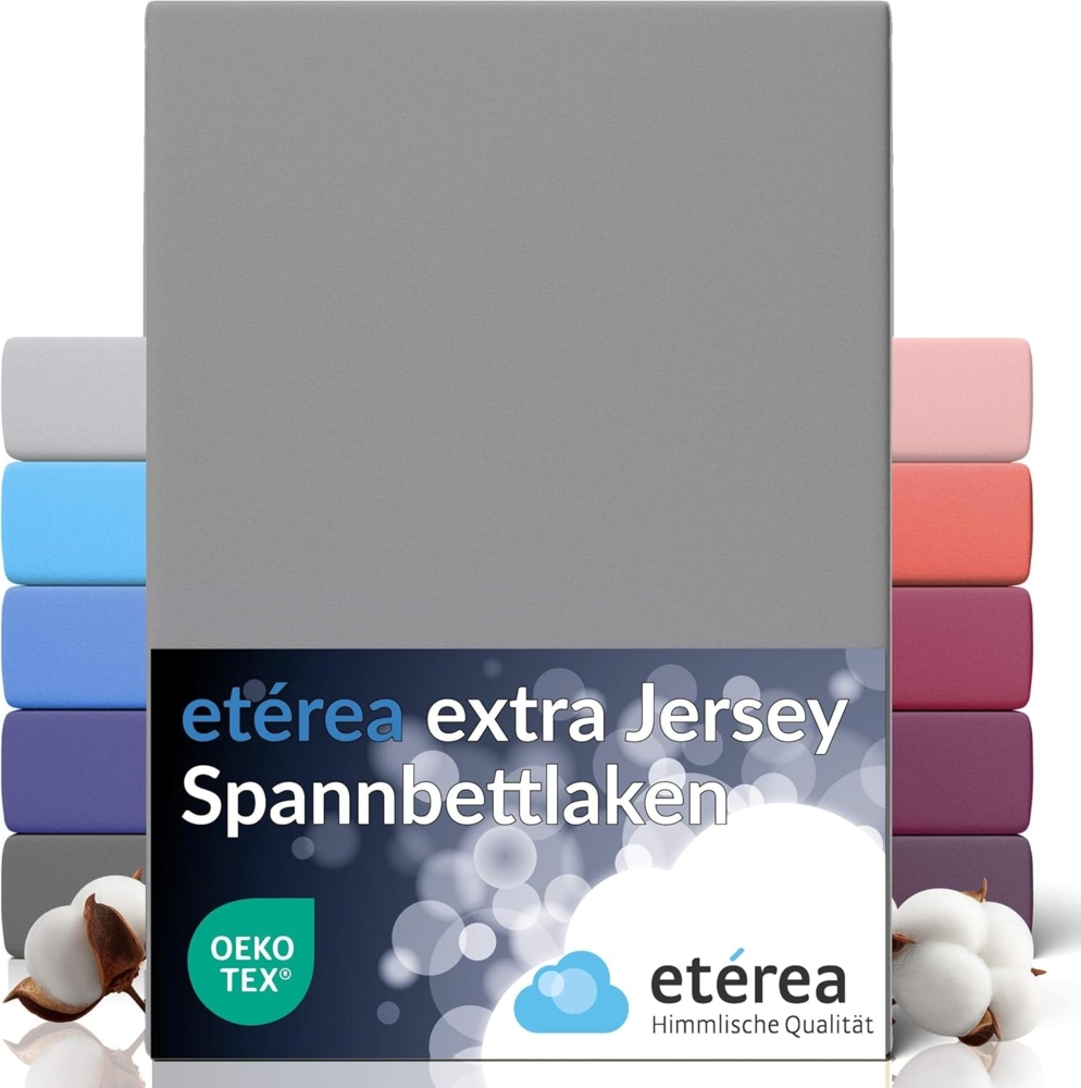 etérea Extra Jersey Spannbettlaken Frost Grau 180x200 - 200x220 cm Bild 1