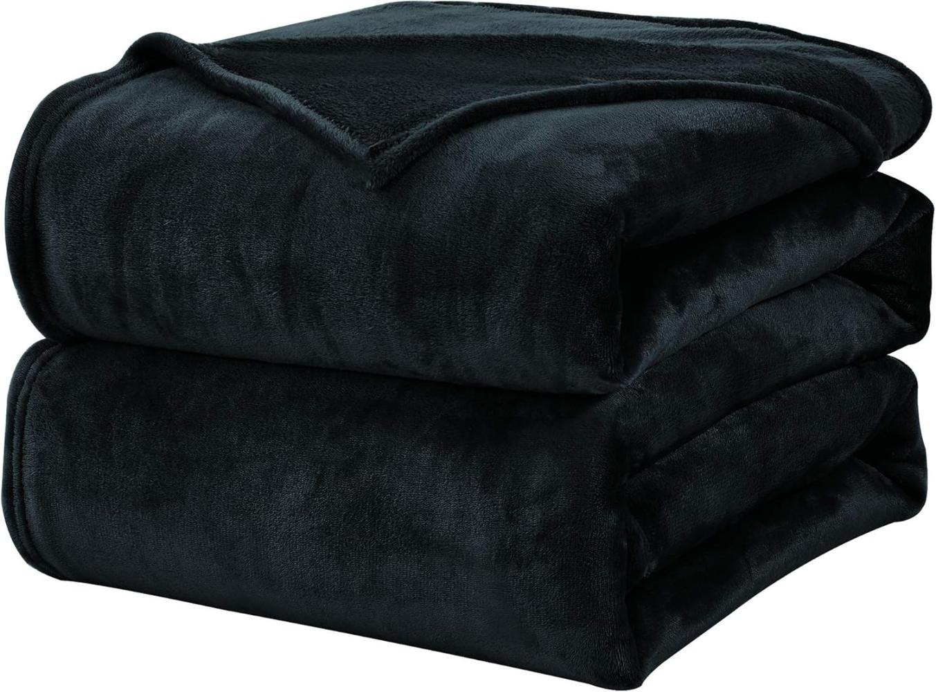 WAVVE Kuscheldecke Flauschig Decke Fleecedecke - Sofadecke Klein Wohndecke Couchdecke, Decke Sofa Weich Schwarz, Leicht Sofaüberwurf 130x150 cm Bild 1