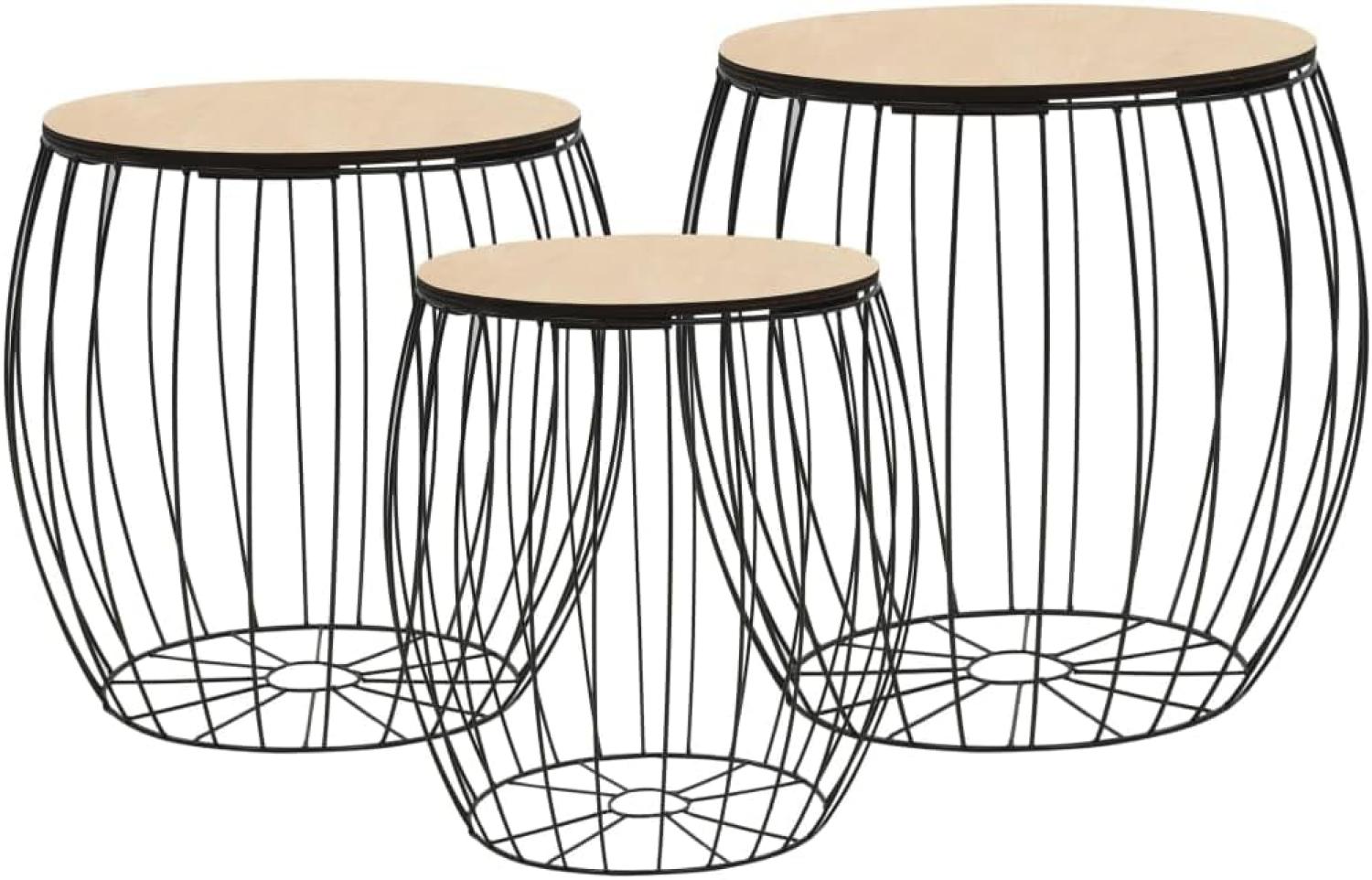 Couchtisch-Set 3-tlg., Pappelsperrholz/ Eisen Bild 1