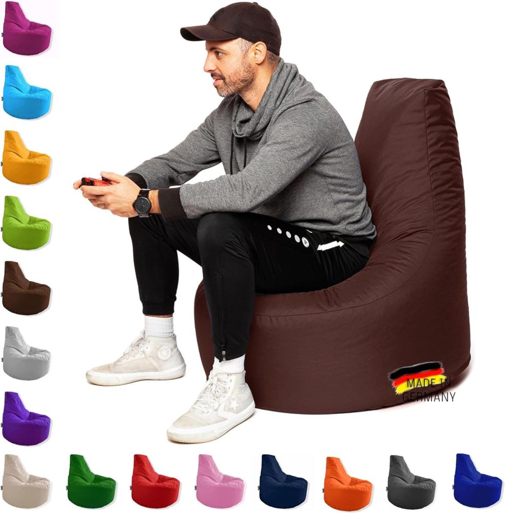 Patchhome Gamer Kissen Lounge Kissen Sitzsack Sessel Sitzkissen In & Outdoor geeignet fertig befüllt | Braun - Ø 75cm x Höhe 80cm - in 2 Größen und 25 Farben Bild 1