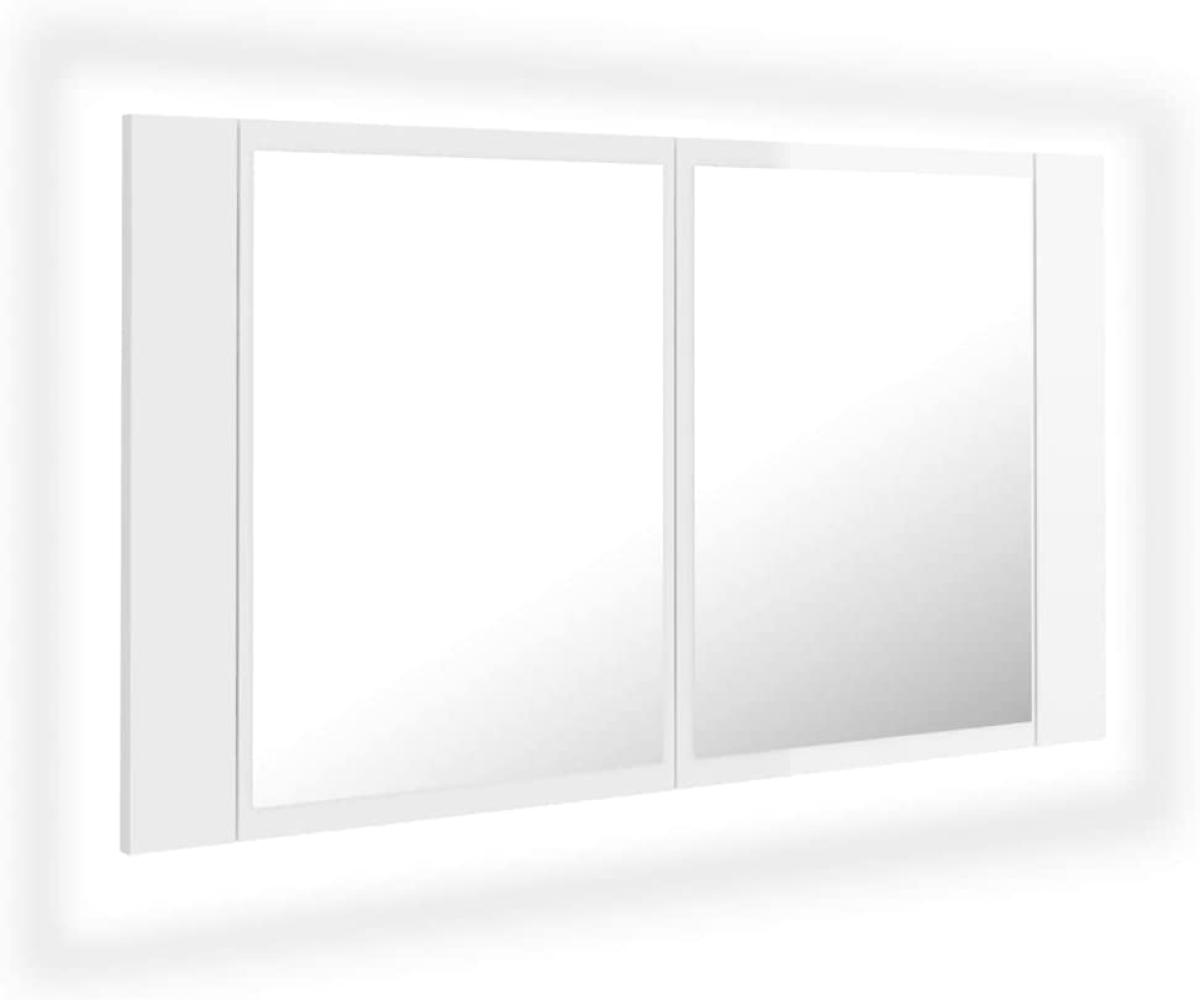 vidaXL LED Bad Spiegelschrank Badezimmerspiegel Badspiegel Spiegel Badschrank Badezimmerschrank Hängeschrank Wandschrank Hochglanz-Weiß 80x12x45cm Bild 1