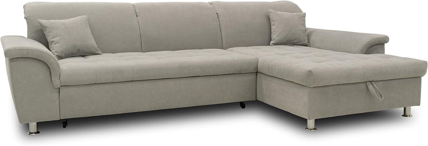 DOMO Collection Ecksofa Franzi, Couch in L-Form mit Schlaffunktion und Bettkasten, Sofa Eckcouch mit Rückenfunktion 281 x 170 x 81 cm, Polsterecke in hellgrau Bild 1