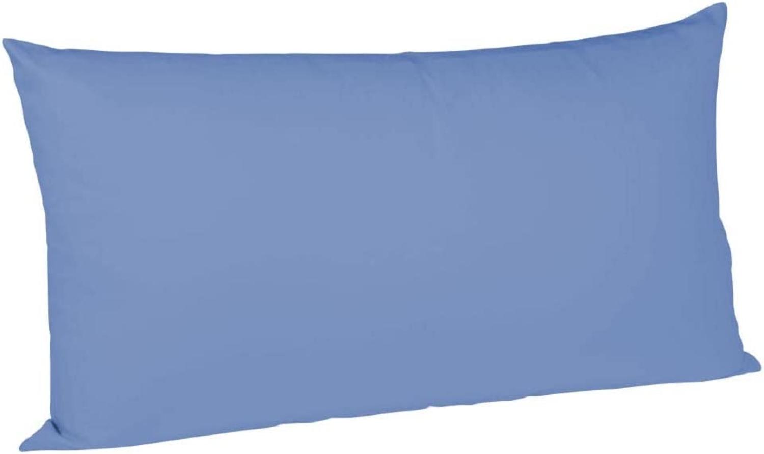 Fleuresse Mako-Satin-Kissenbezug uni colours mittelblau 6031 40 x 80 cm Bild 1