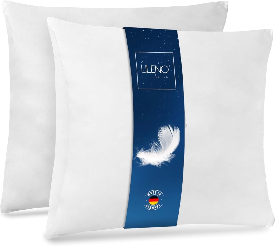 LILENO HOME Federkissen 40x40 cm [2er Set] - Kissen 40x40 cm aus Federn als Kopfkissen, Schlafkissen u. Bettkissen perfekt für Allergiker und Kinder - Federkernkissen mit je 300 g Bild 1