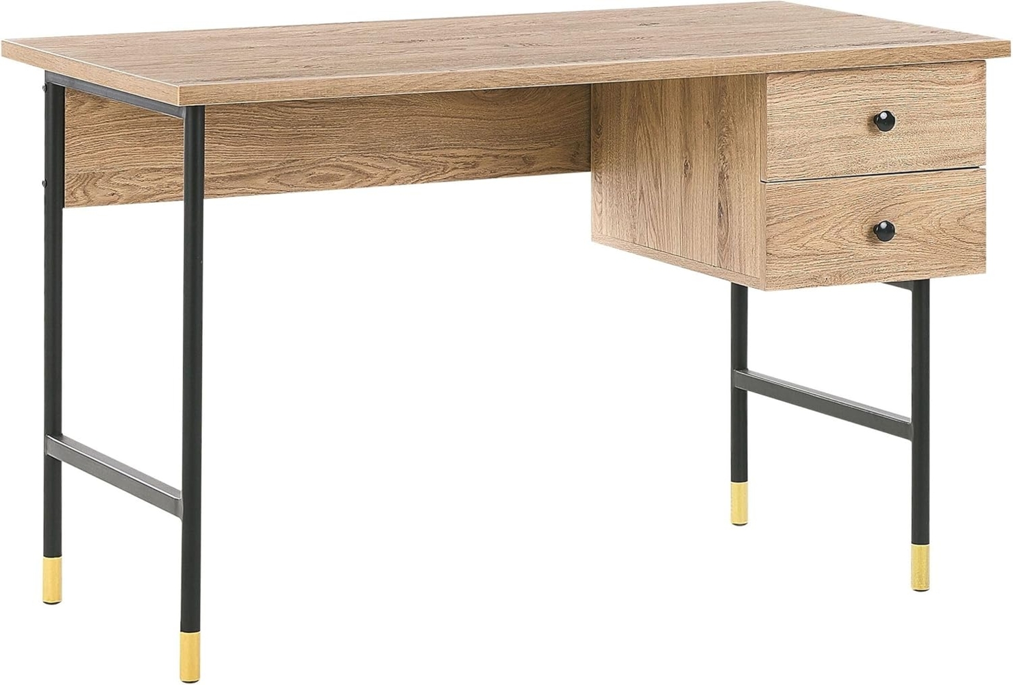 Schreibtisch schwarz / heller Holzfarbton 120x60 cm 2 Schubladen ABILEN Bild 1