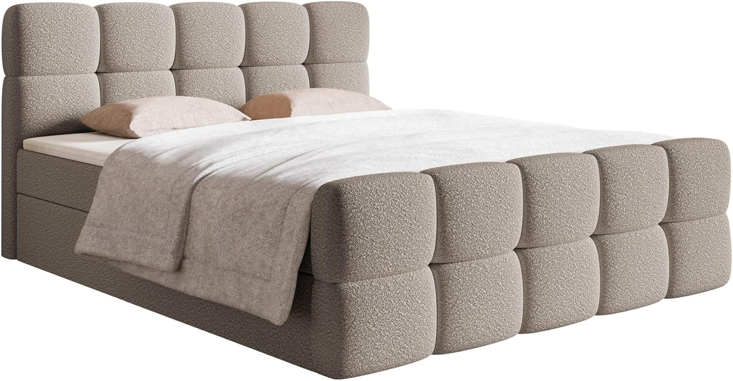 Selsey Boxbett CLOUDY, mit Matratze, Topper, Bettkasten und Bouclé-Bezug Bild 1