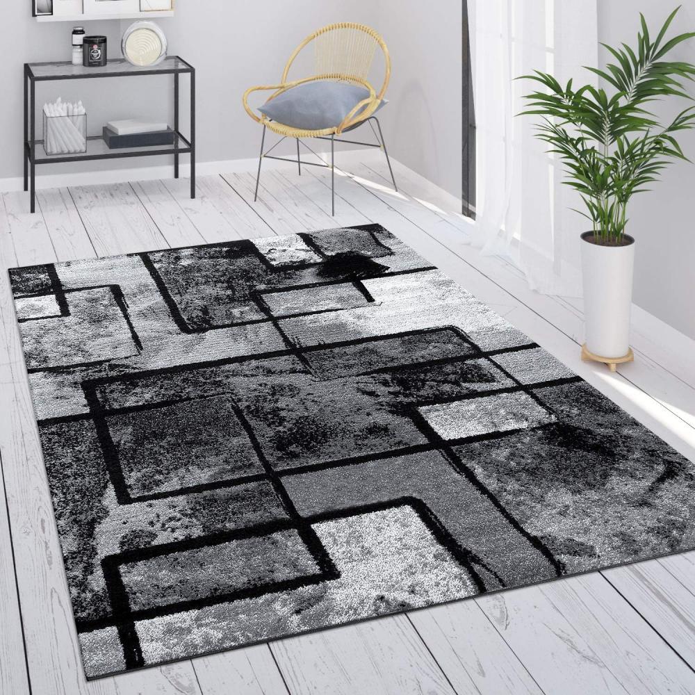 Paco Home Teppich Wohnzimmer Grau Vintage Kurzflor Schlafzimmer Geometrisches Design Modern, Grösse:120x170 cm, Farbe:Grau Bild 1