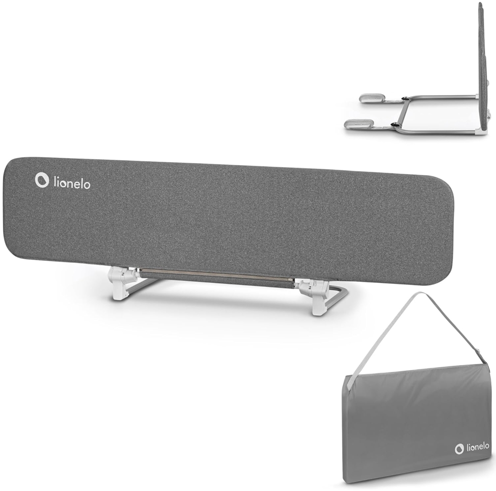 Lionelo Lora XL Tragbares Bettschutzgitter für Kinder, Neigungsverstellung bis 180°, klappbares Schutzgitter für Bett, 45 cm – 150 cm, StandSafe-Sicherung, Schutz gegen Herausfallen Bild 1