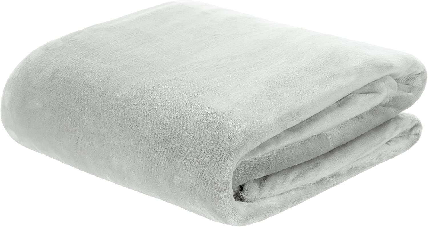 Brandsseller Flanelldecke Supersoft Kuscheldecke Tagesdecke Wohndecke - Uni - 180 x 220 cm (180 x 220 cm, Hellgrau) Bild 1