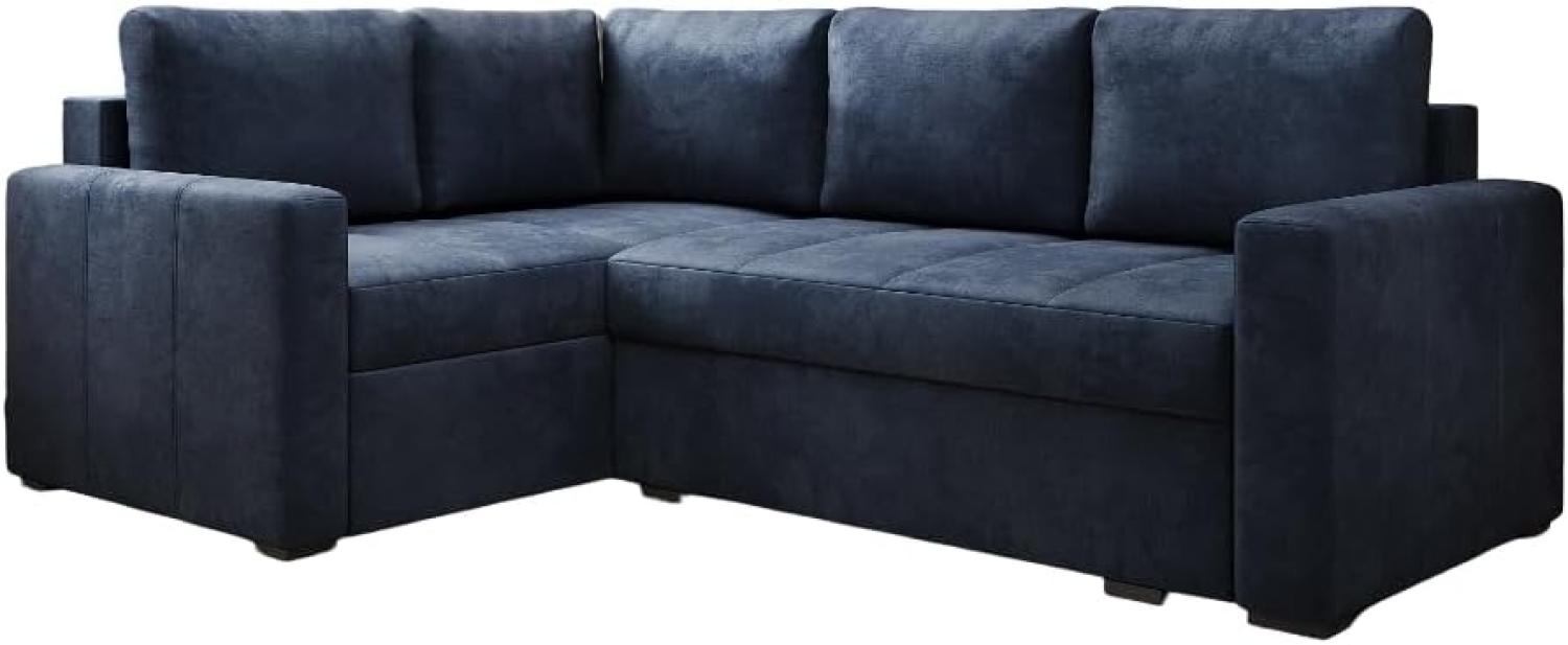 Designer Sofa Cortino mit Schlaffunktion und Stauraum Samt Blau Links Bild 1