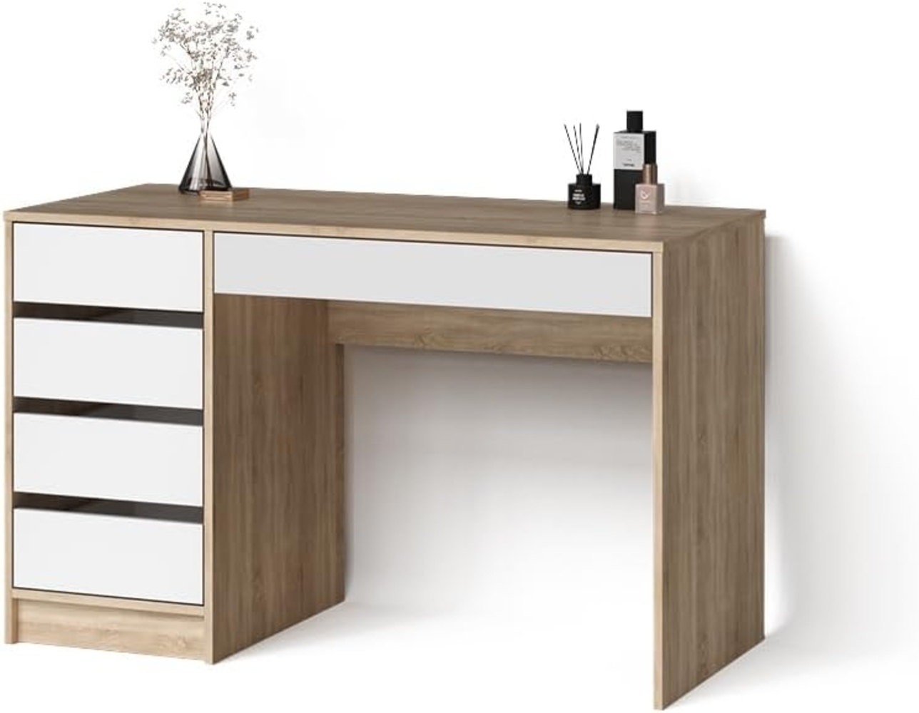 Livinity® Schminktisch Imola, Weiß/Sonoma/Sonoma, 120 cm Bild 1