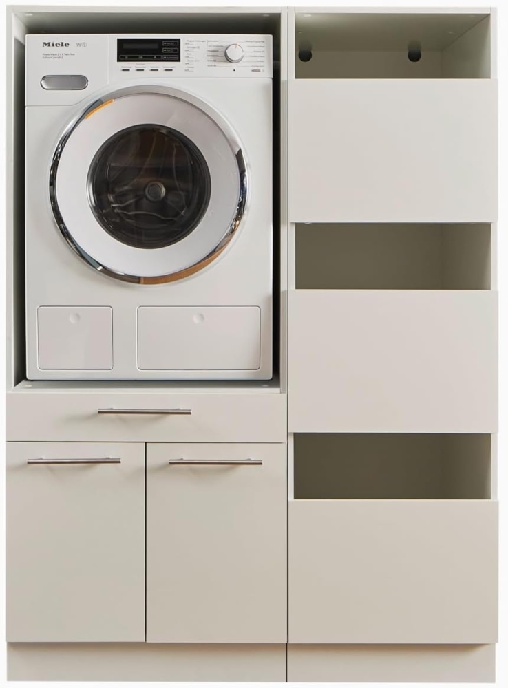 Laundreezy Waschmaschinenschrank und Wäscheschrank, Weiß - Waschmaschinen-Überbauschrank TÜV-Zertifiziert mit viel Stauraum - 117,5 x 162 x 67,5 cm (B/H/T) Bild 1