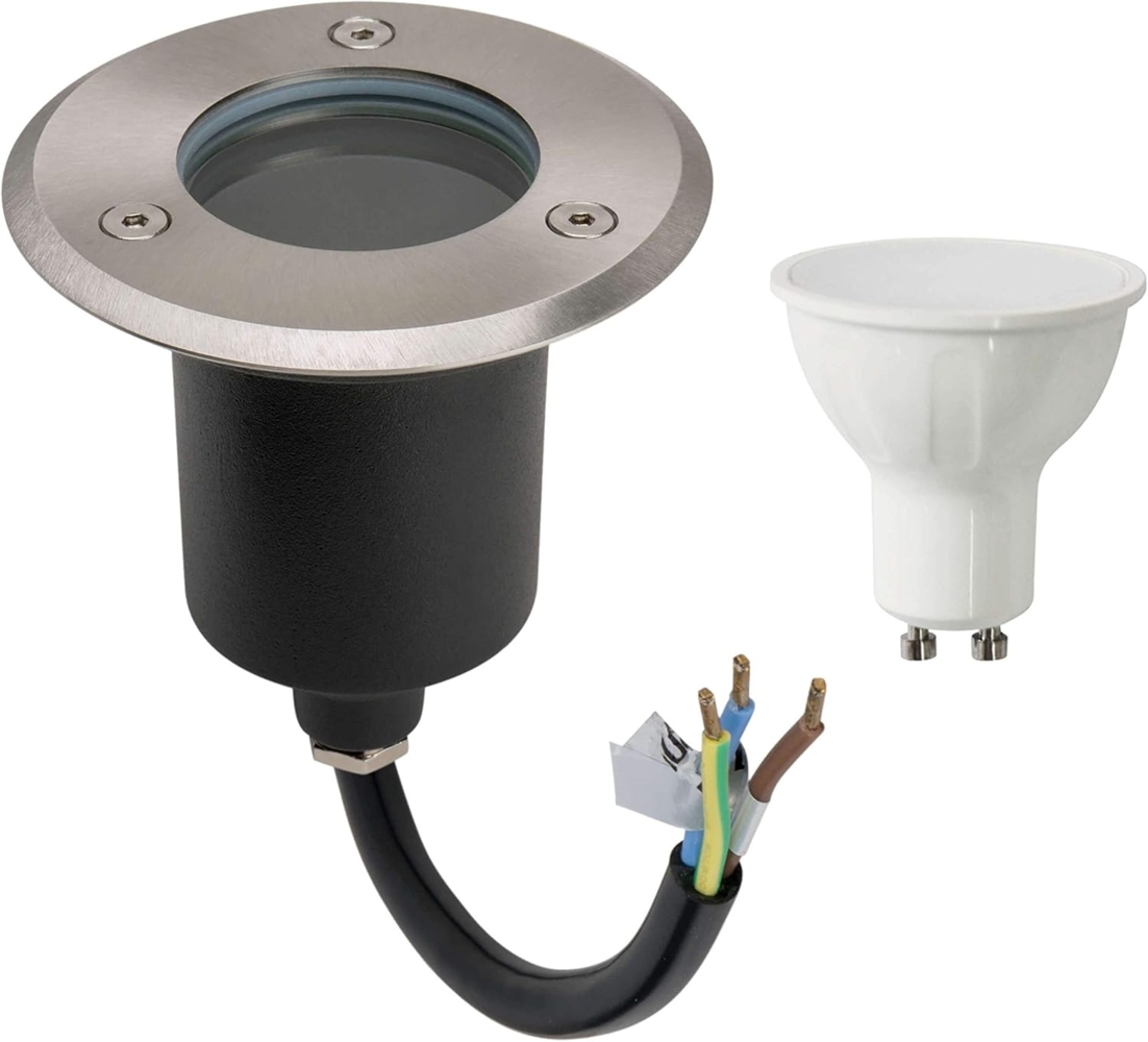 LED Einbau Bodenleuchte Bodenspot Bodenstrahler Rund mit 5W LED Warmweiß Bild 1