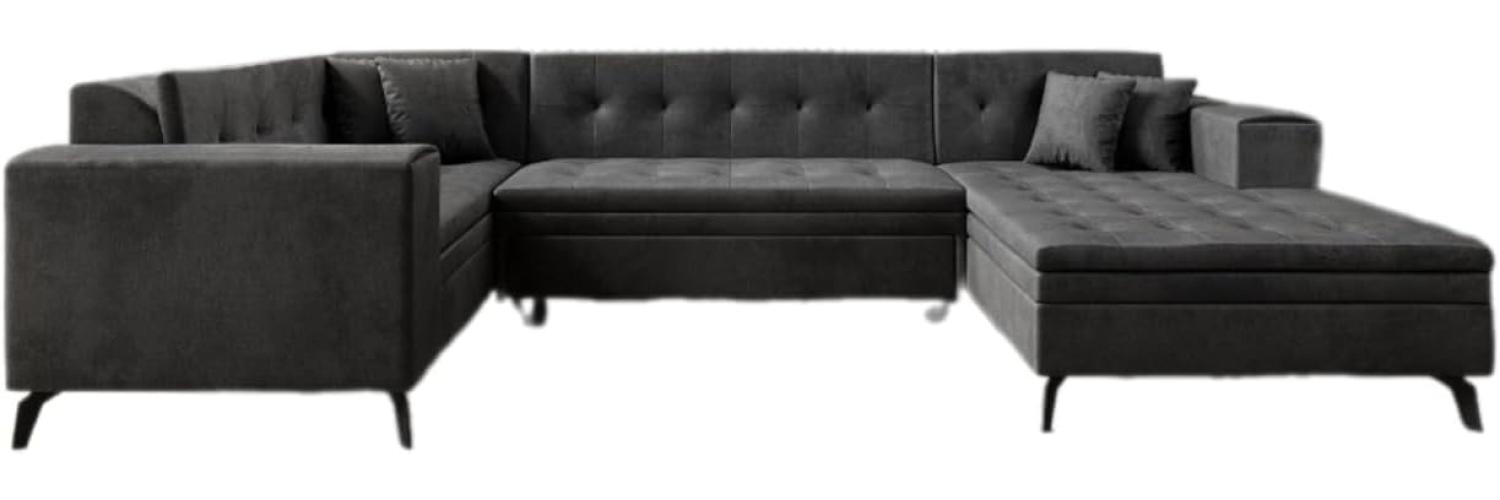 Designer Sofa Neola mit Schlaffunktion Samt Anthrazit Rechts Bild 1