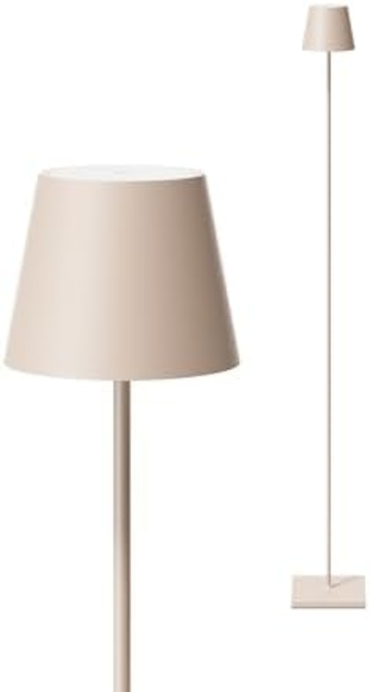 SIGOR Nuindie Stehleuchte - Dimmbare LED Akku-Stehlampe Indoor & Outdoor, IP54 spritzwassergeschützt, Höhe 120 cm, aufladbar mit Easy Connect, 12 h Leuchtdauer, dünenbeige Bild 1